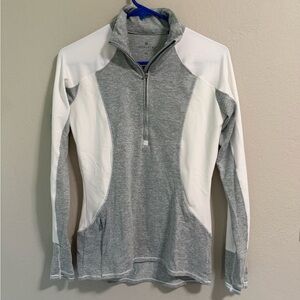 Athleta Gray White Colorblock 1/4 Zip Running Pullover XS